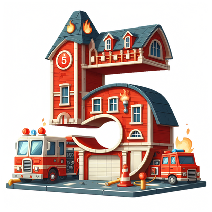 Bügelbild Feuerwehr Zahlen Fylou's Style