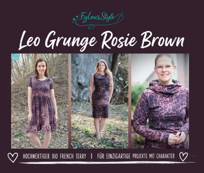 Vorbestellung Bio French Terry Leo Grunge Dusty Rosie Brown Überbreite