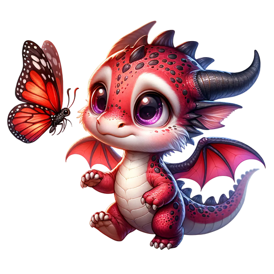 Bügelbild Drache  mit Schmetterling #4 Fylou's Style