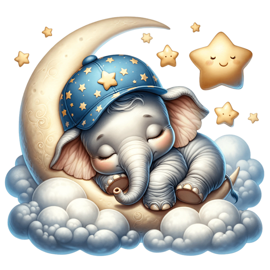 Bügelbild schlafender Elefant auf dem Mond #1 - Fylou's Style