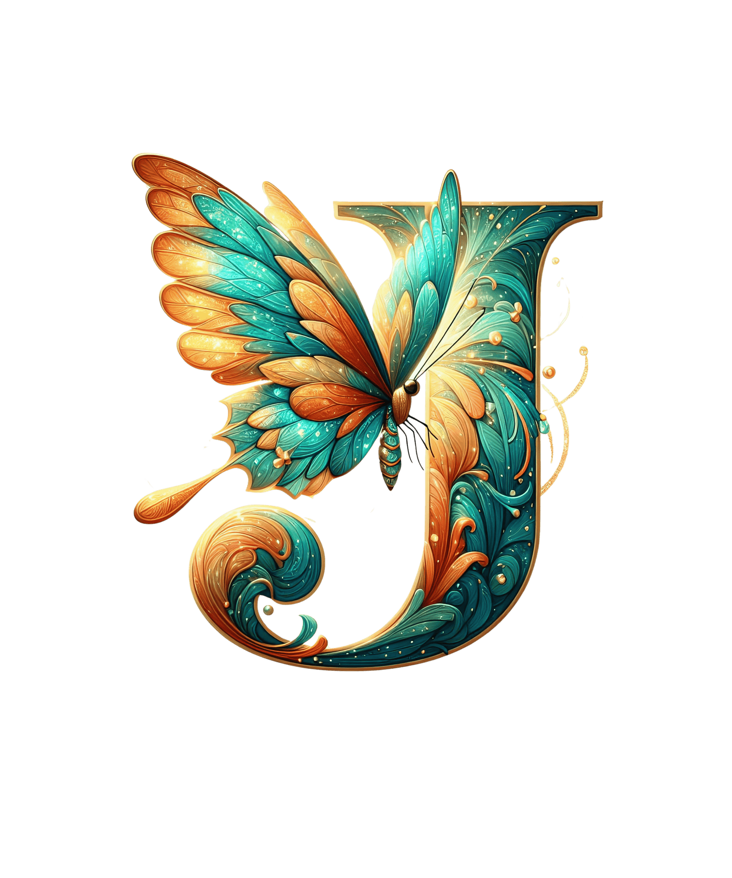 Iron-on Letter J Butterfly