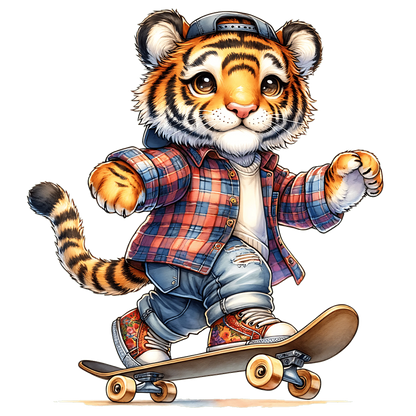 Bügelbild Skateboarder  Tiger #2 Fylou's Style