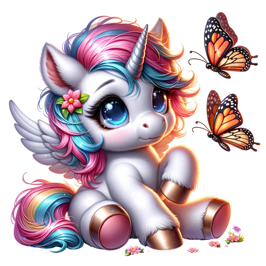 Bügelbild Einhorn mit Schmetterling #4 Fylou's Style