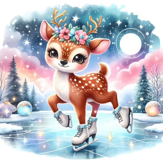 Bügelbild Rentier beim Eislaufen - Fylou's Style