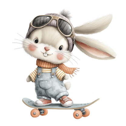 Bügelbild Skater Hase