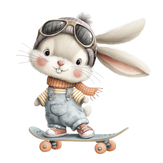 Bügelbild Skater Hase