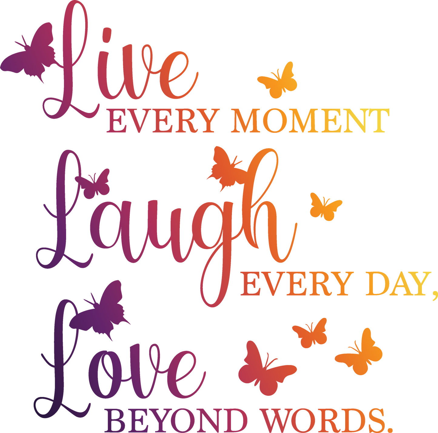 Bügelbild Live Laugh Love color