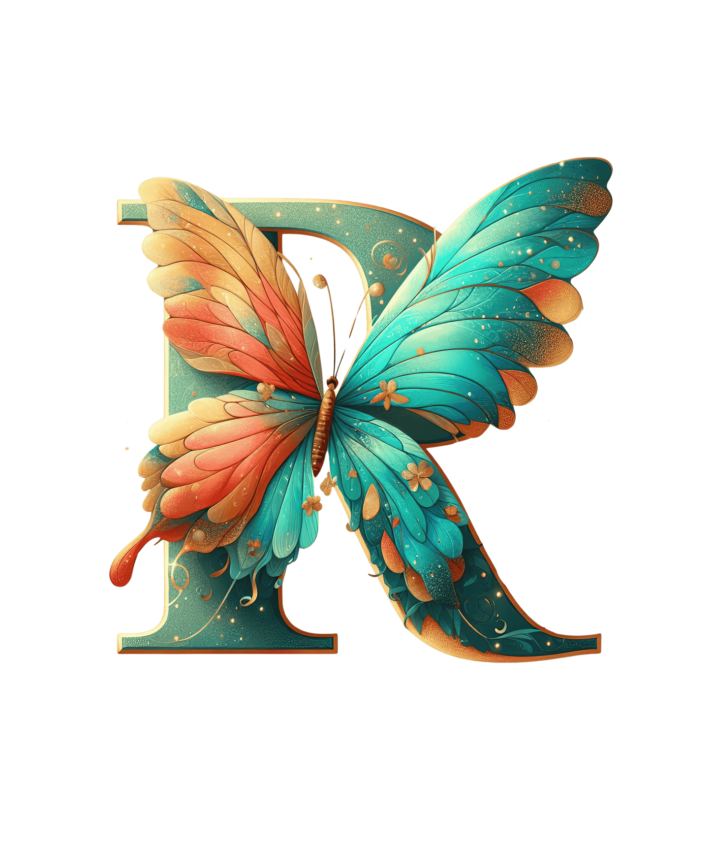 Iron-on Letter R Butterfly