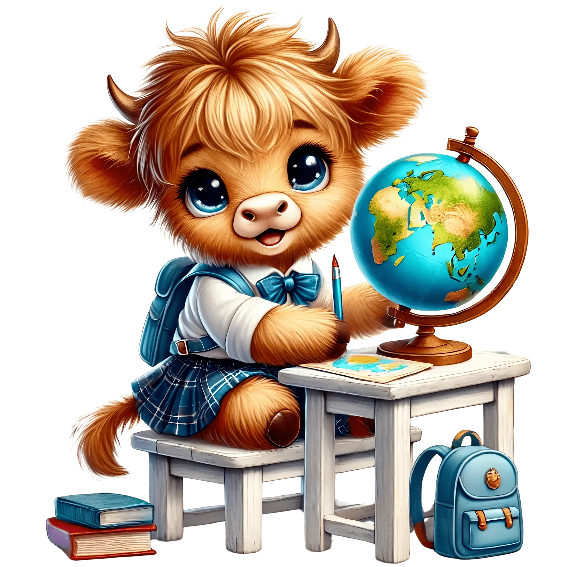 Bügelbild Highland Kuh geht zur Schule  #15 Fylou's Style