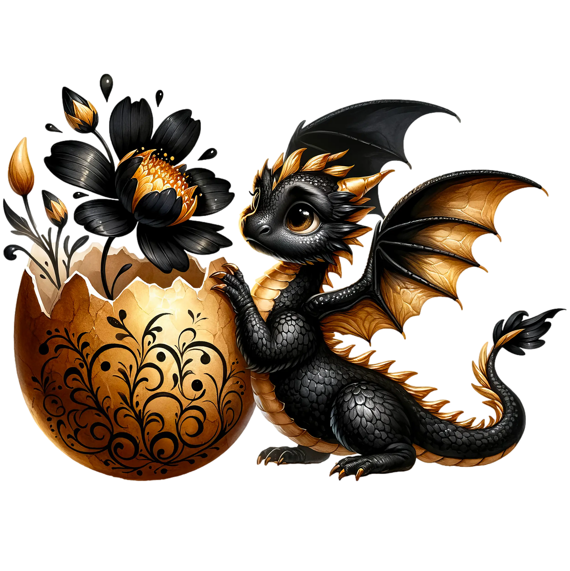 Bügelbild  Black&Gold Drache #3 - Fylou's Style