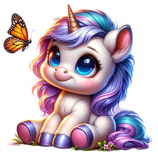 Bügelbild Einhorn mit Schmetterling #1 Fylou's Style