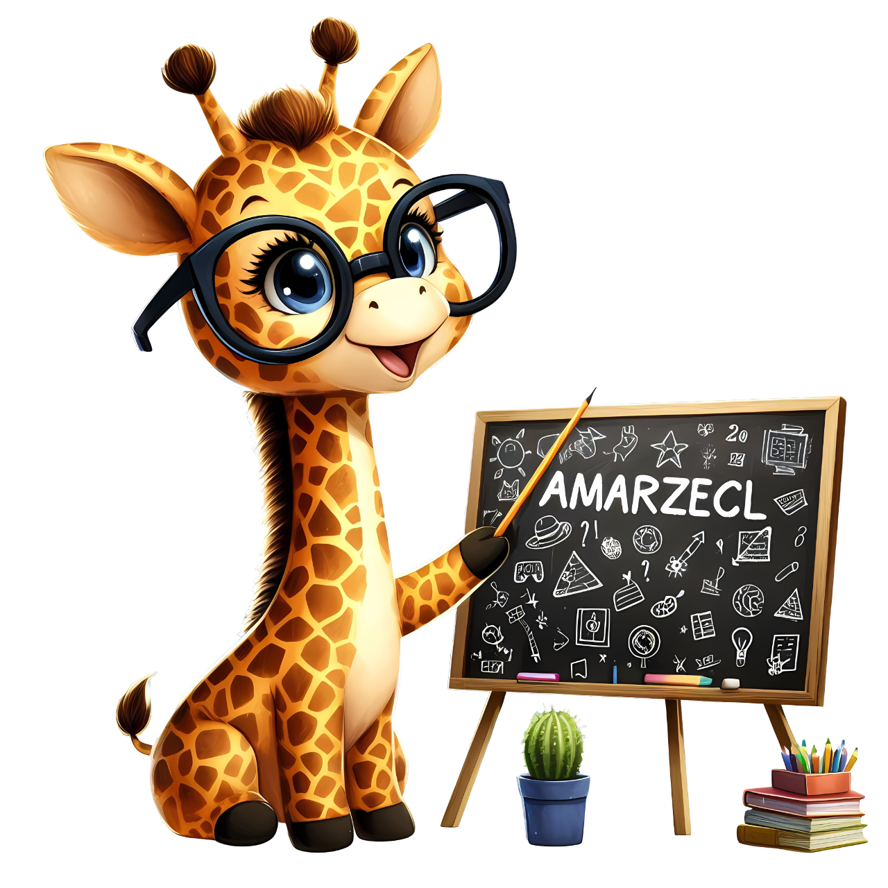Iron-on Image Giraffe Goes to School