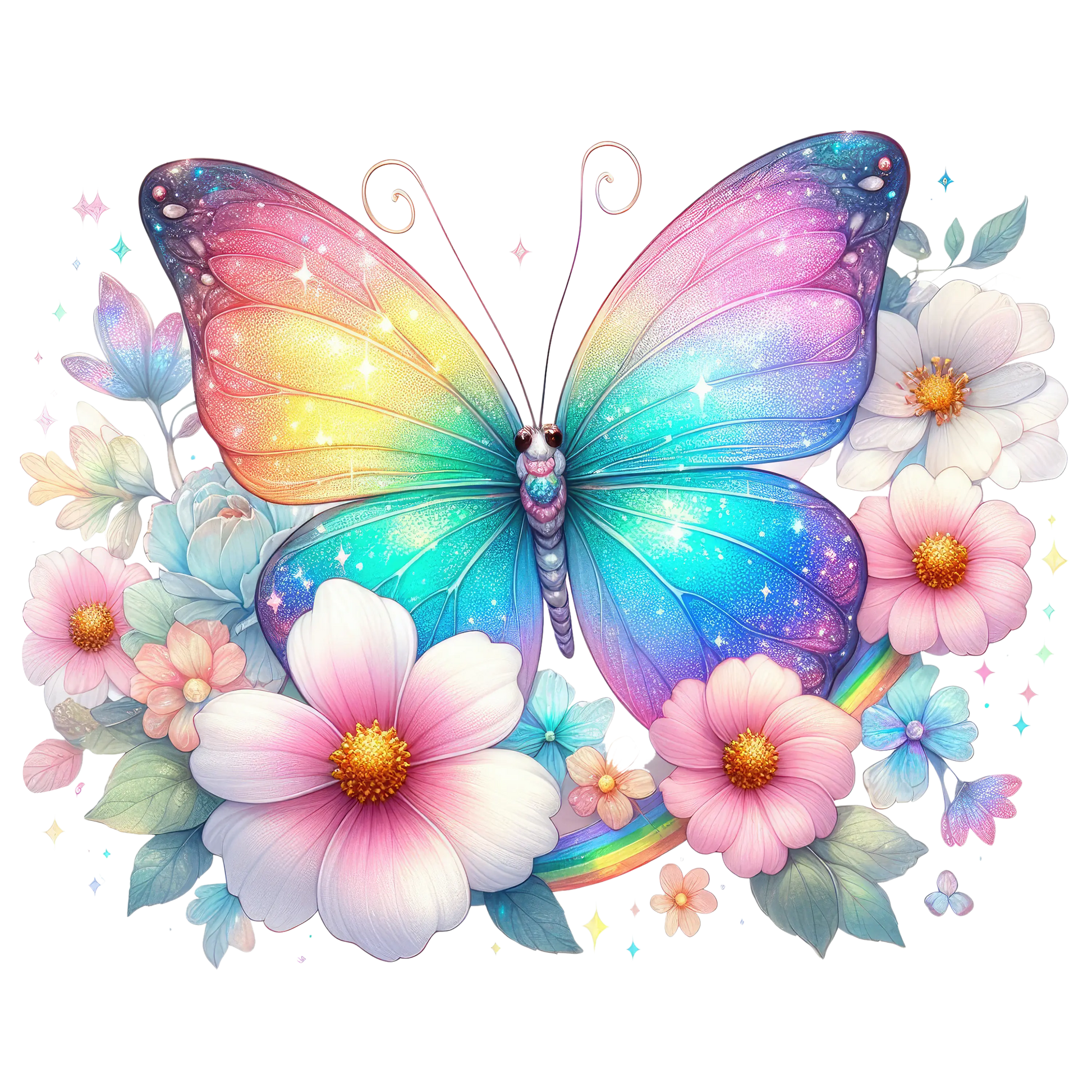 Bügelbild Glitzer Regenbogen Schmetterling #10 Fylou's Style
