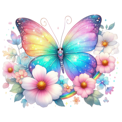 Bügelbild Glitzer Regenbogen Schmetterling #10 Fylou's Style