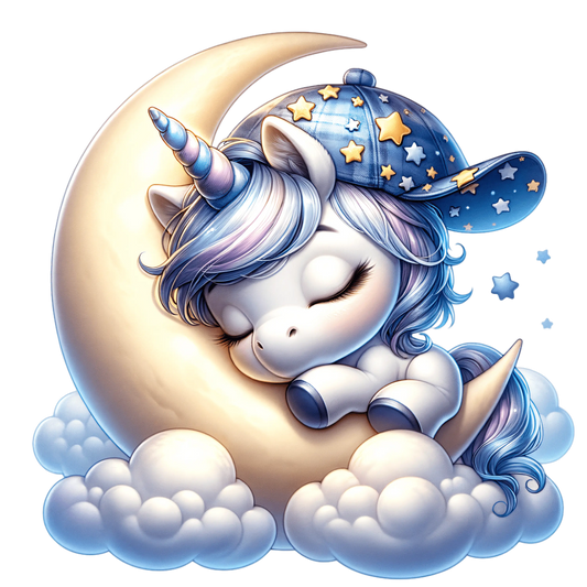 Bügelbild schlafendes Einhorn  auf dem Mond #2 - Fylou's Style