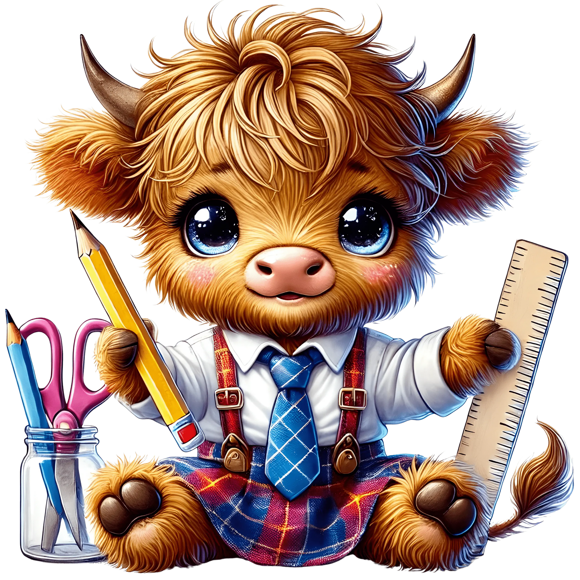 Bügelbild Highland Kuh geht zur Schule  #5 Fylou's Style