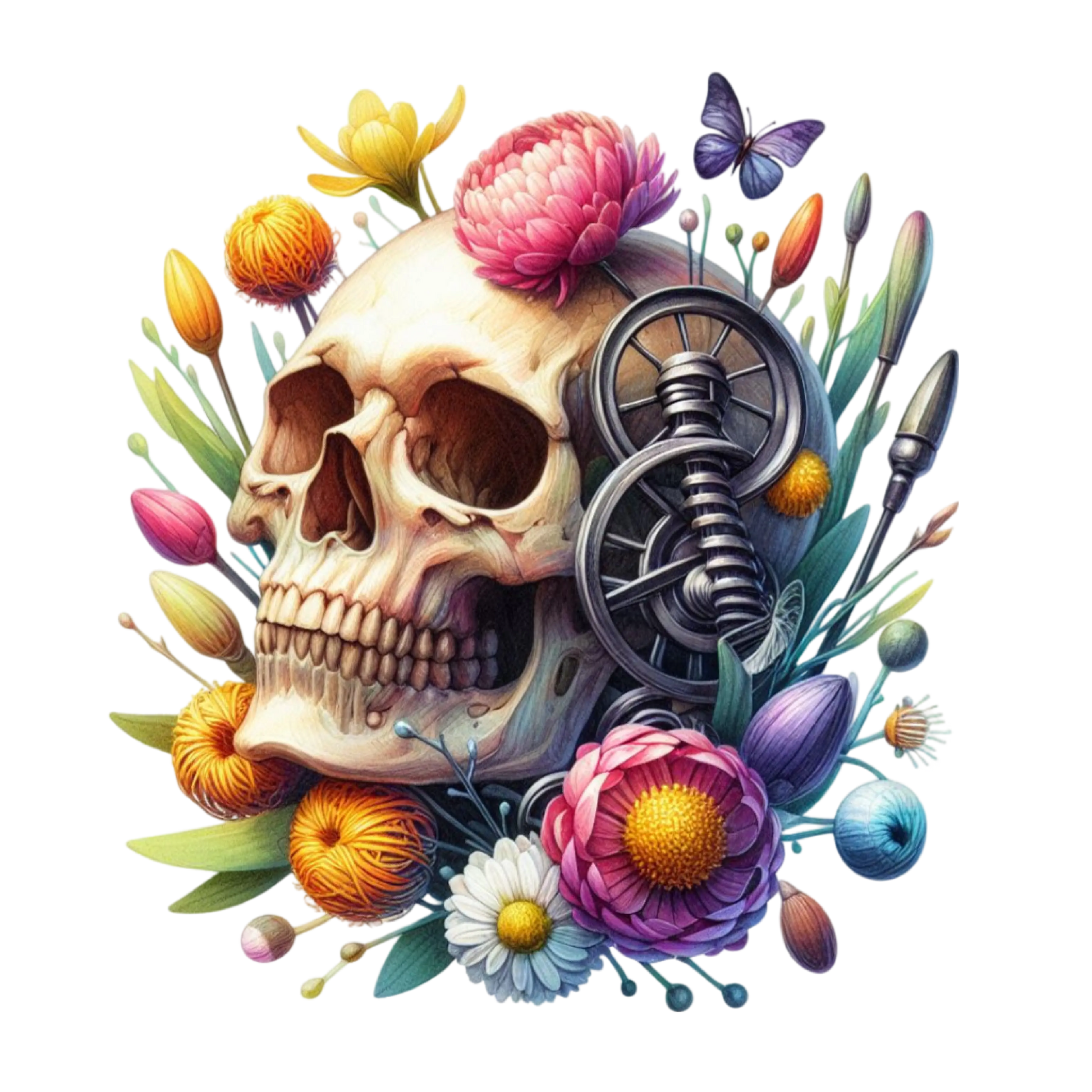 Bügelbild Flower Skull #9 Fylou's Style