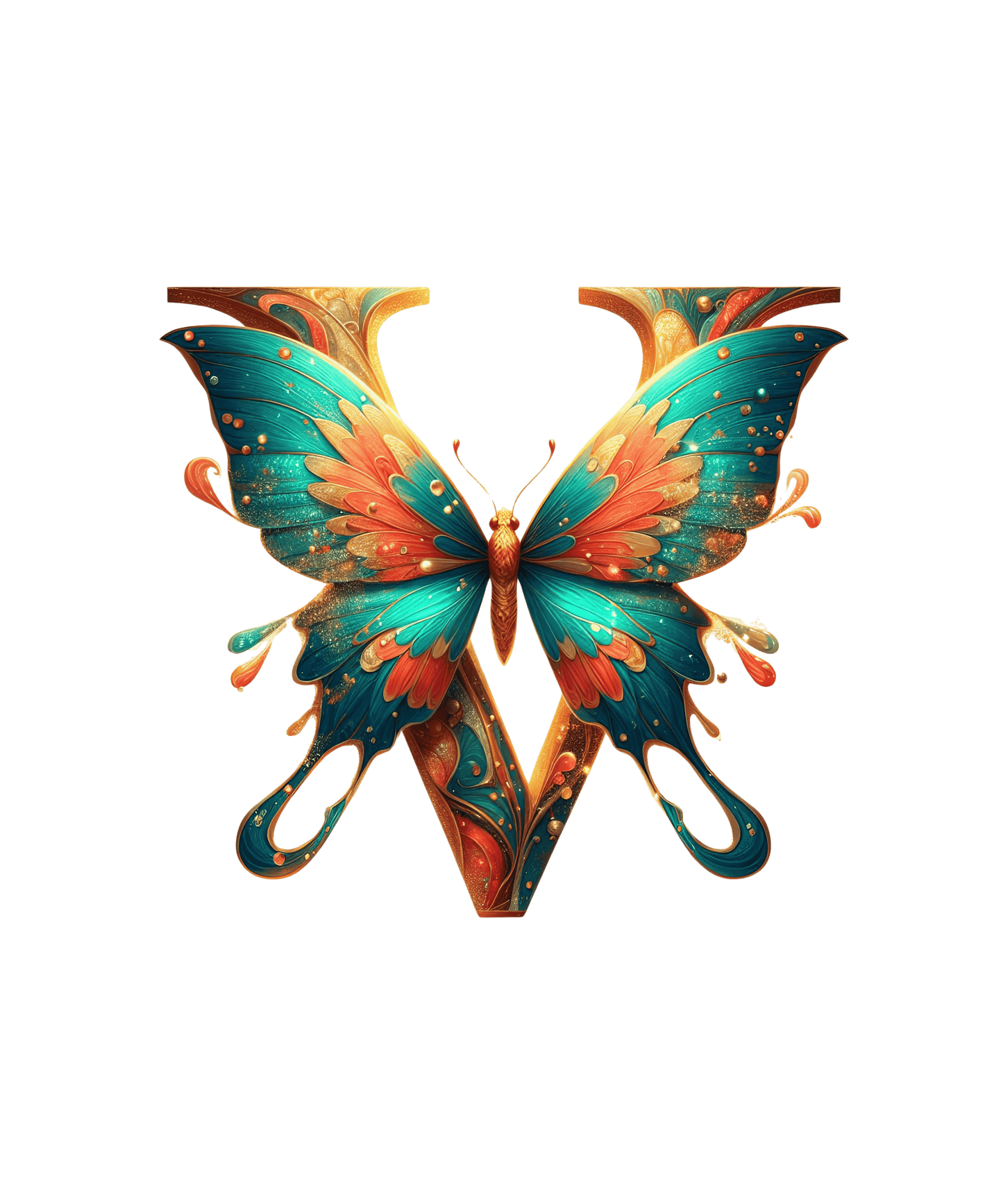 Iron-on Letter V Butterfly
