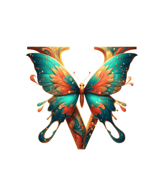 Iron-on Letter V Butterfly