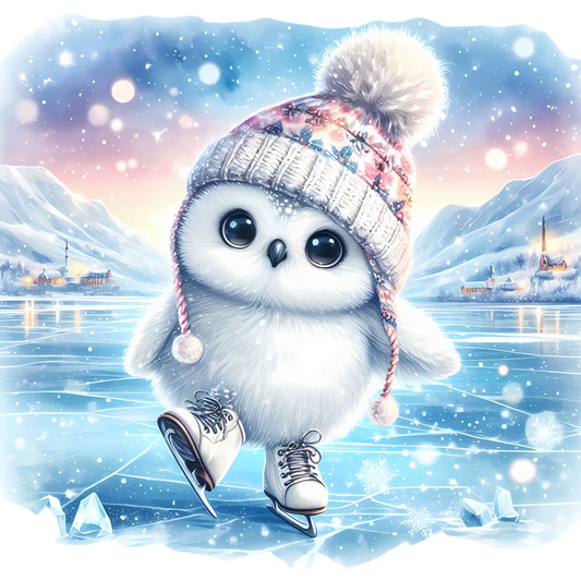 Bügelbild Schneeeule beim Eislaufen - Fylou's Style