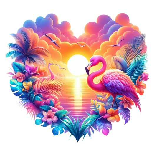 Bügelbild WaterColor Flamingo Heart #6 Fylou's Style