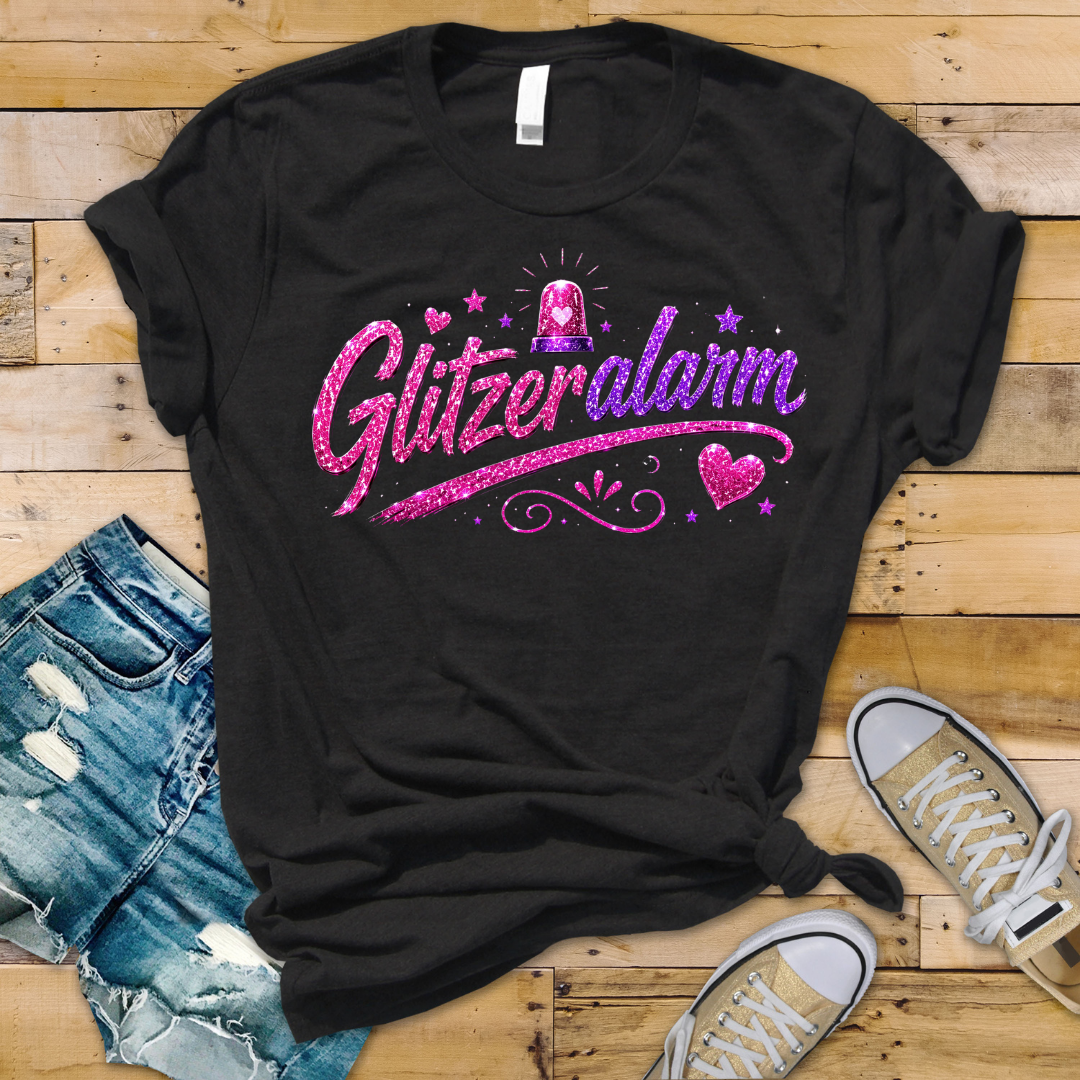 Bügelbild Glitzeralarm