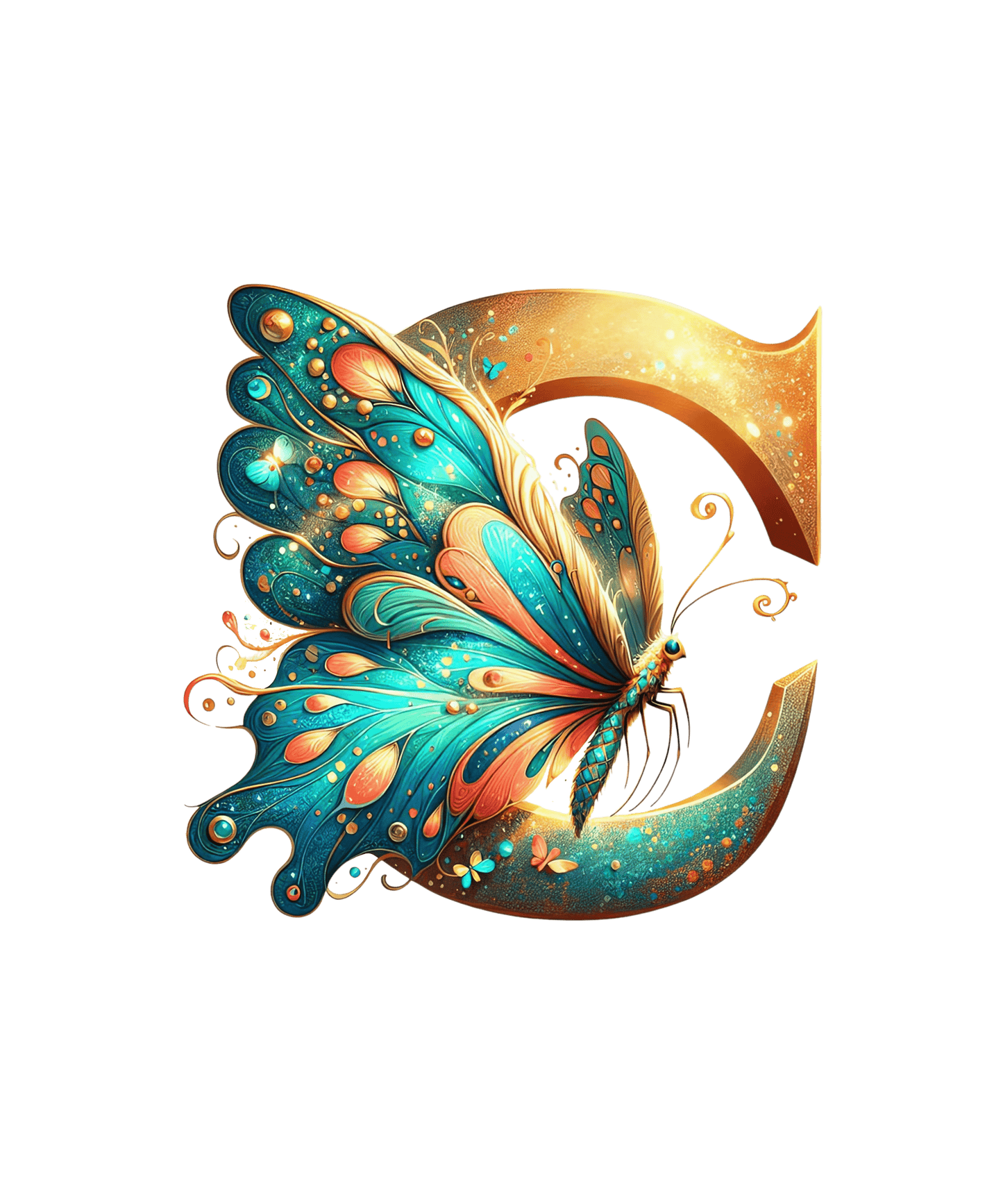 Iron-on Letter C Butterfly