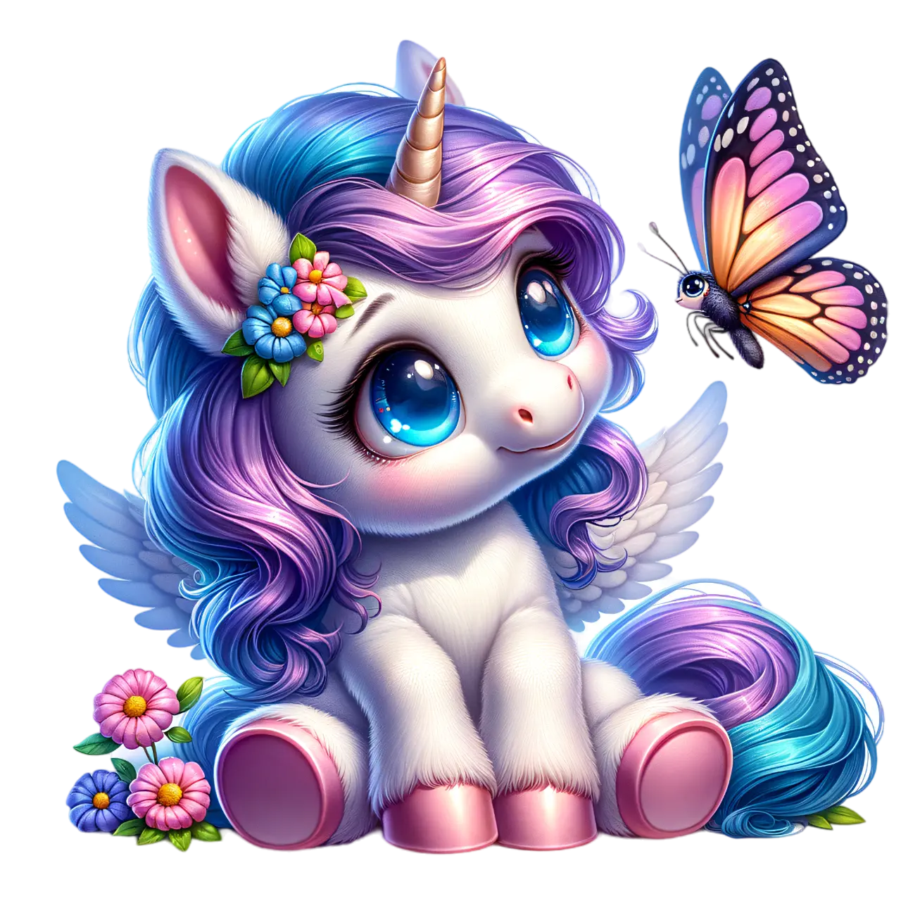 Bügelbild Einhorn mit Schmetterling #3 Fylou's Style