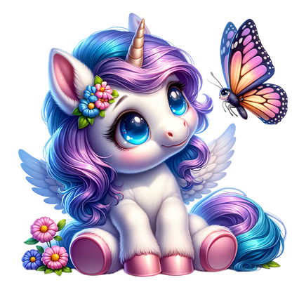 Bügelbild Einhorn mit Schmetterling #3 Fylou's Style