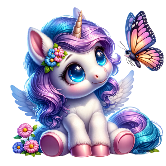 Bügelbild Einhorn mit Schmetterling #3 Fylou's Style