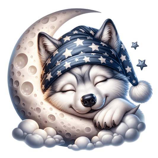 Bügelbild schlafender Wolf auf dem Mond #1 - Fylou's Style