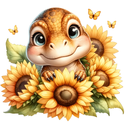 Bügelbild  Sonnenblumen Dinosaurier #19 Fylou's Style