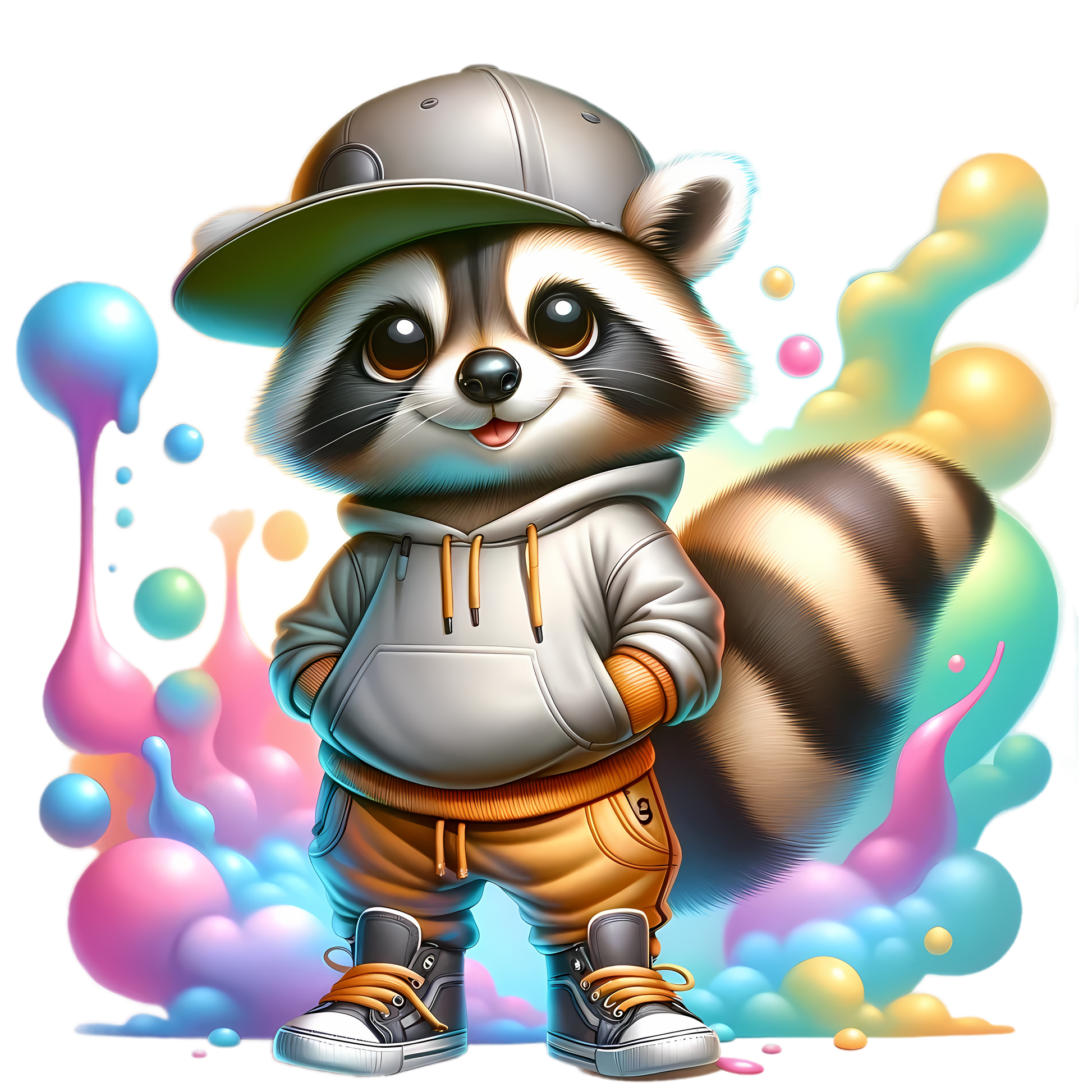 Bügelbild Playful Streetwear Racoon #4 Fylou's Style