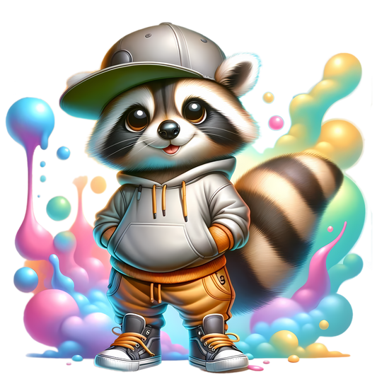 Bügelbild Playful Streetwear Racoon #4 Fylou's Style