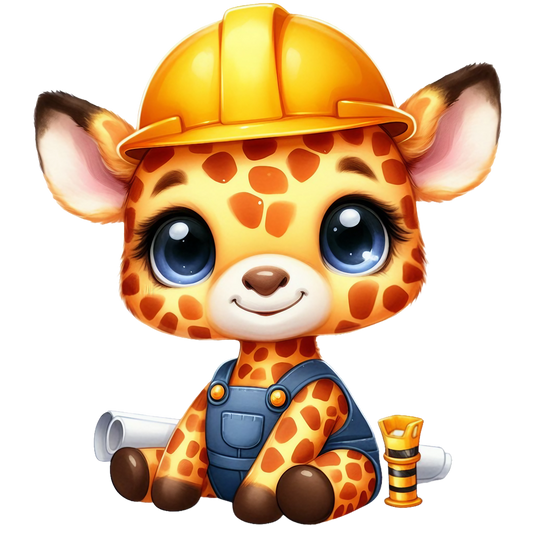 Bügelbild Giraffe Baustelle #6