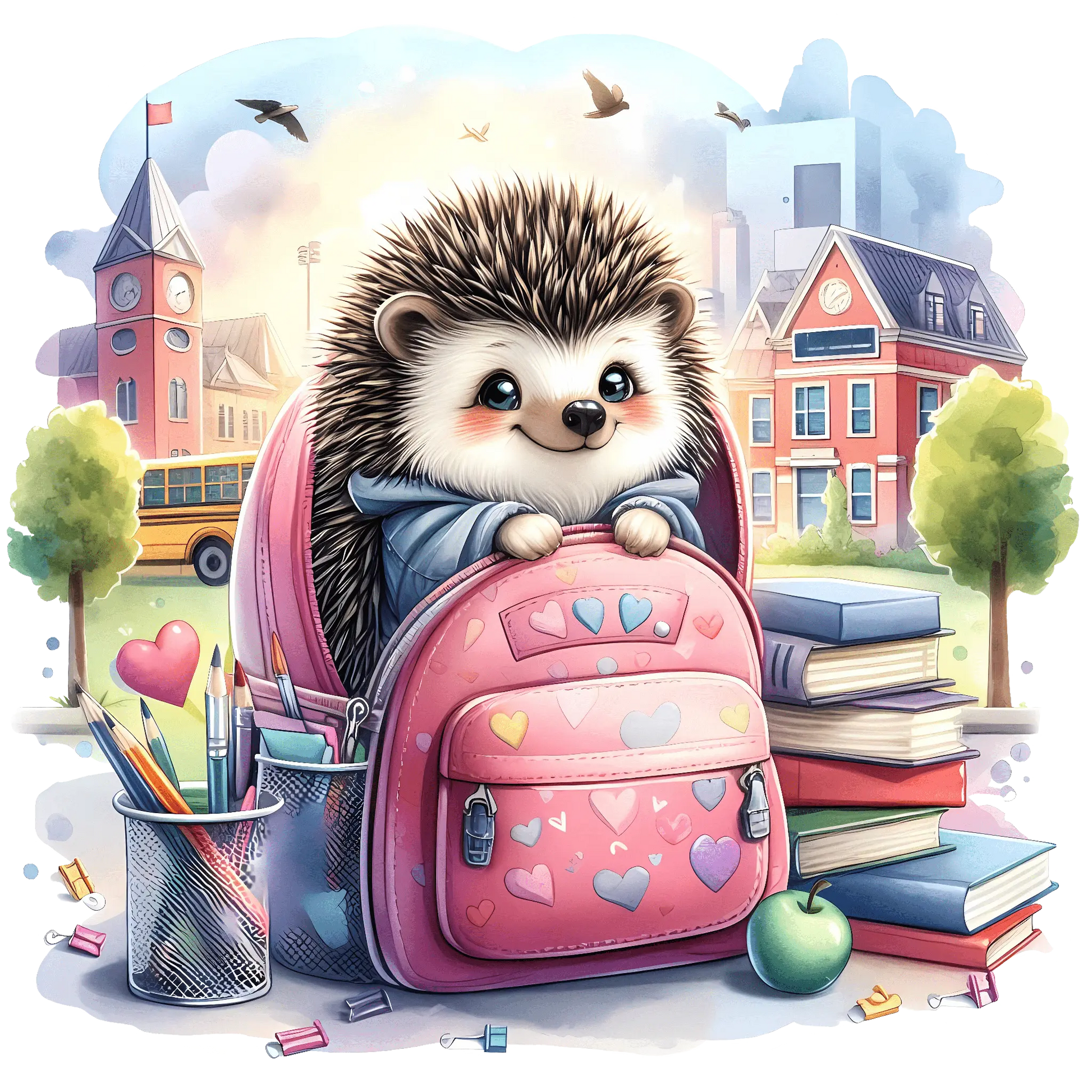 Bügelbild Igel im Rucksack Fylou's Style