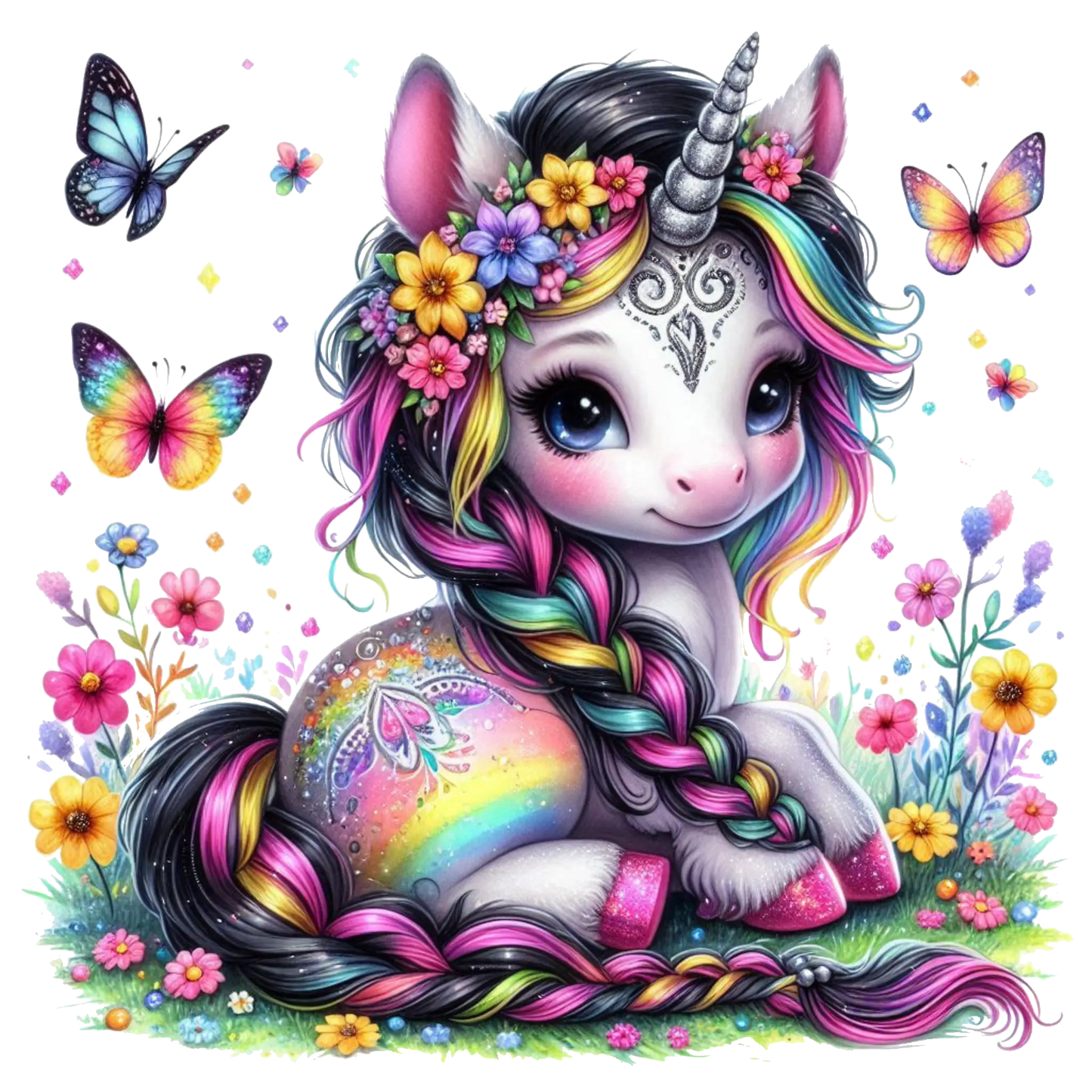 Bügelbild  bezauberndes Regenbogen Einhorn #2 - Fylou's Style