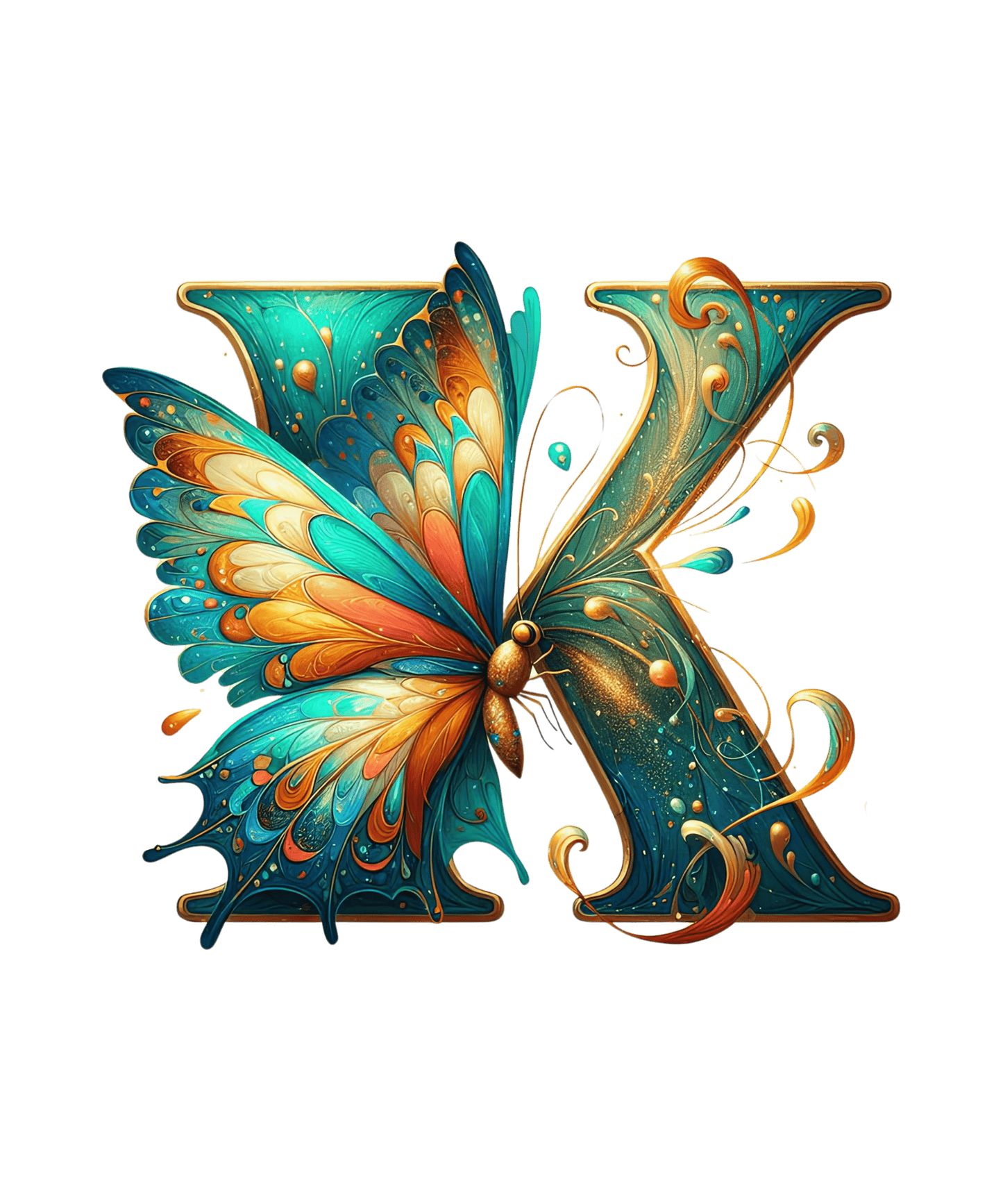 Iron-on Letter K Butterfly