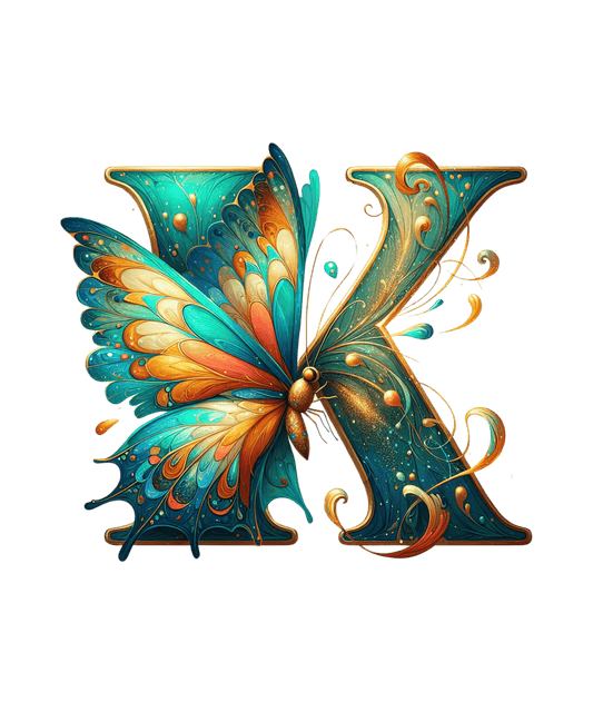 Iron-on Letter K Butterfly