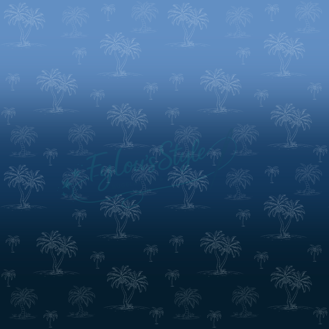 Vorbestellung Panel Palm Sunset Blau Bio Jersey Überbreite