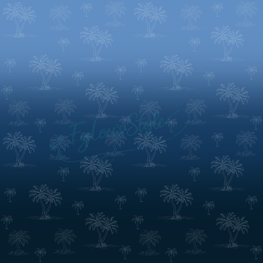 Vorbestellung Panel Palm Sunset Blau Bio Jersey Überbreite