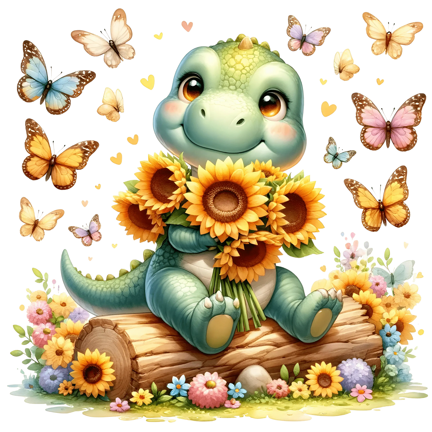 Bügelbild  Sonnenblumen Dinosaurier #13 Fylou's Style