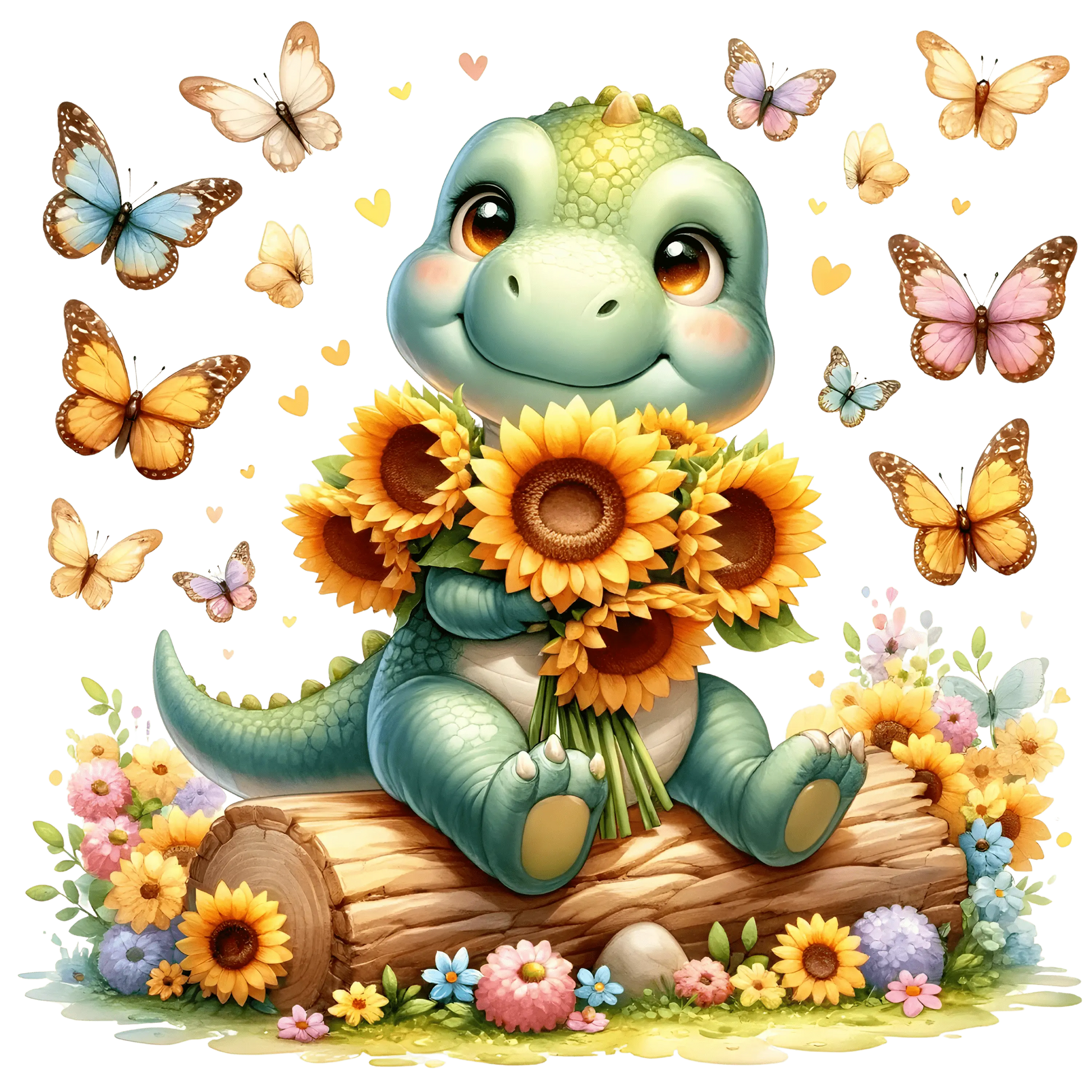 Bügelbild  Sonnenblumen Dinosaurier #13 Fylou's Style
