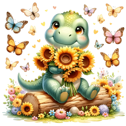 Bügelbild  Sonnenblumen Dinosaurier #13 Fylou's Style