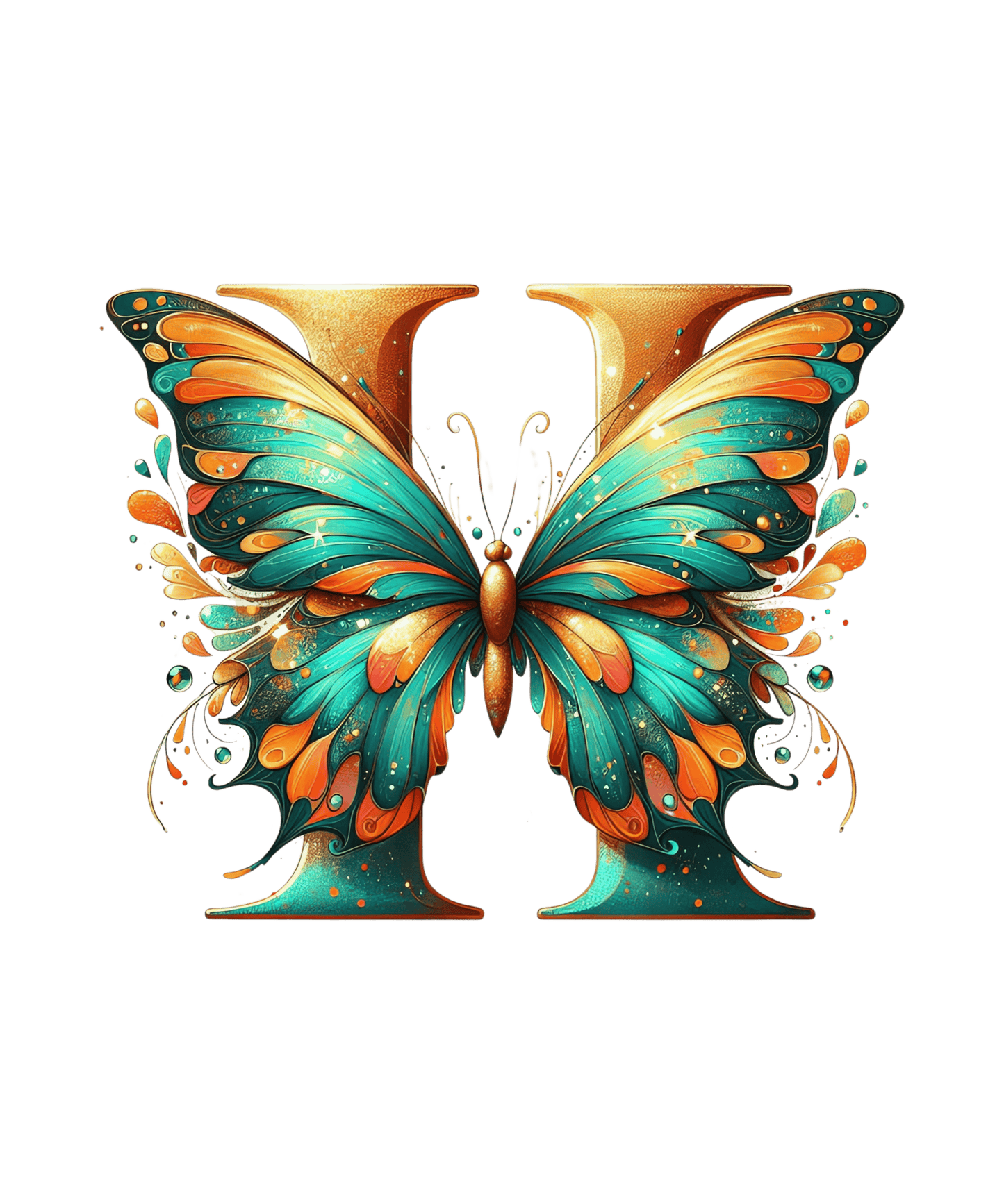 Bügelbild Buchstabe H Schmetterling