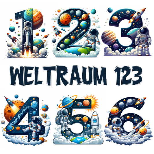 Bügelbild Weltraum Zahlen Fylou's Style