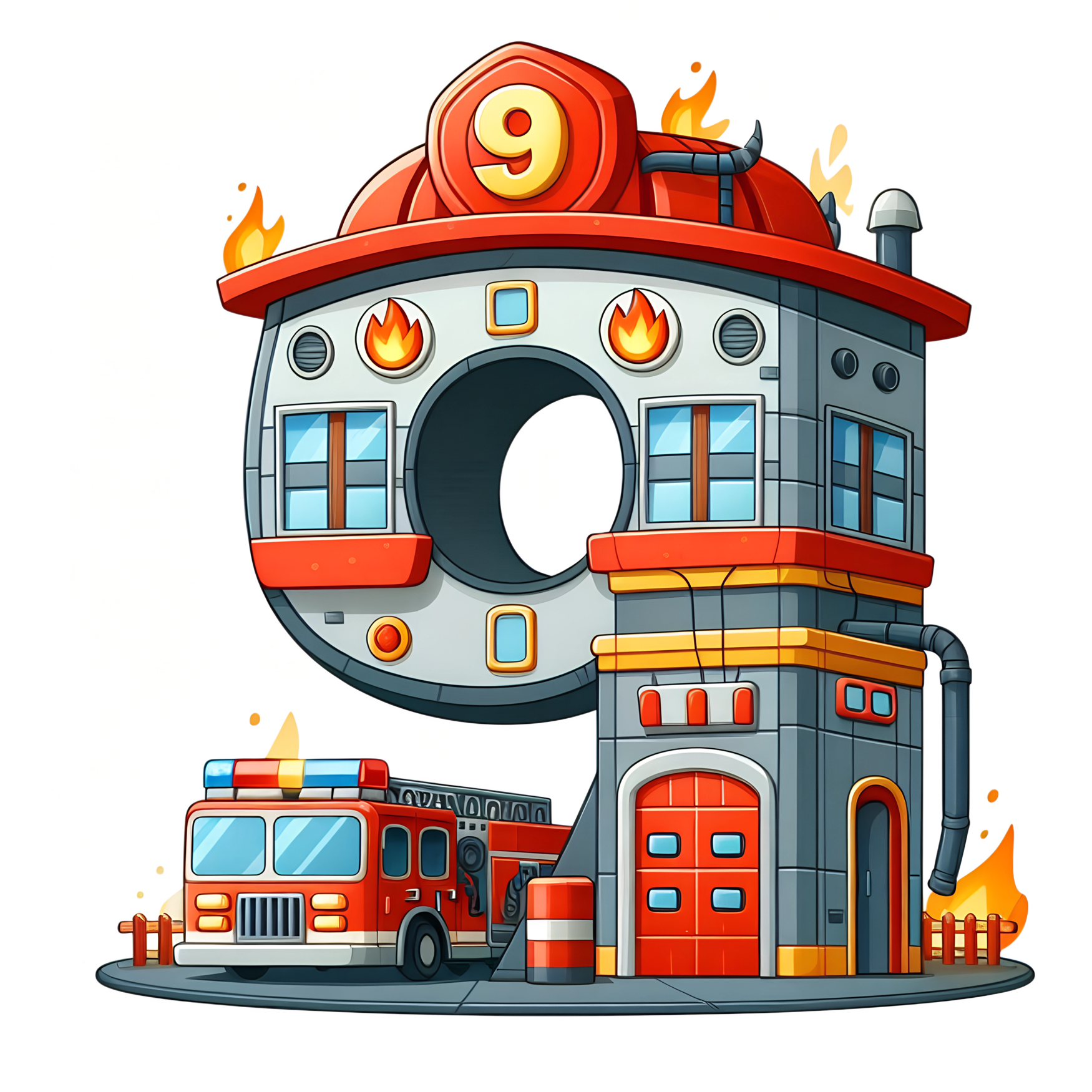 Bügelbild Feuerwehr Zahlen Fylou's Style