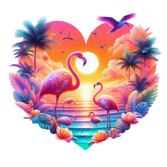 Bügelbild WaterColor Flamingo Heart #2 Fylou's Style