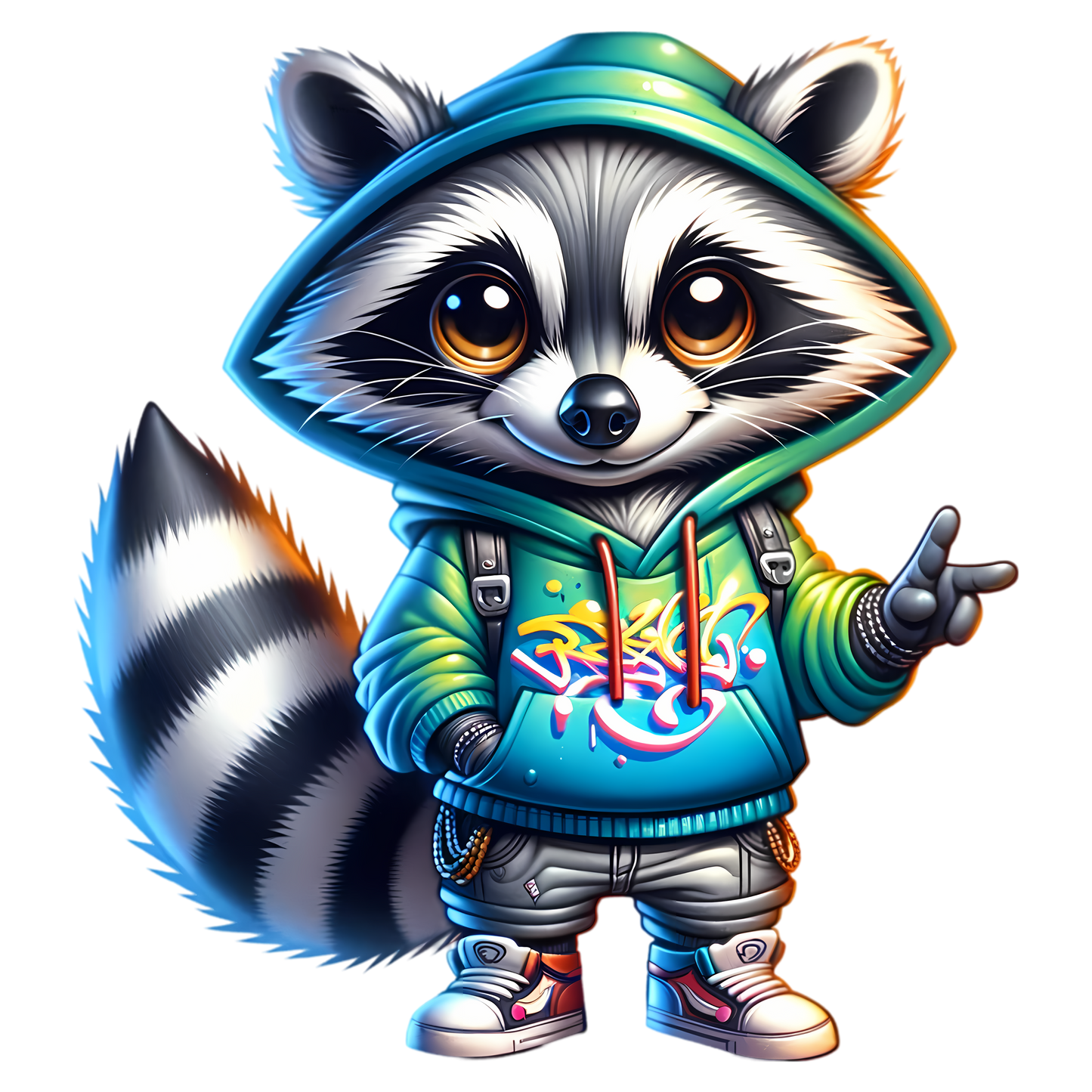 Bügelbild Playful Streetwear Racoon #3 Fylou's Style