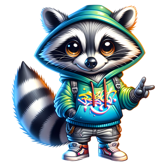 Bügelbild Playful Streetwear Racoon #3 Fylou's Style